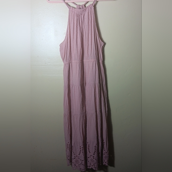 Adyson parker dusty pink halter spaghetti strap long dress. Size large. Spring - Picture 1 of 9